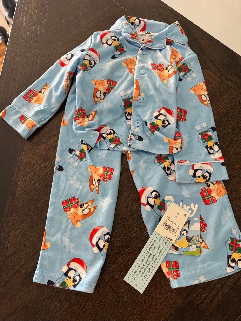 Kids Light Blue Holiday bluey Pajama Set